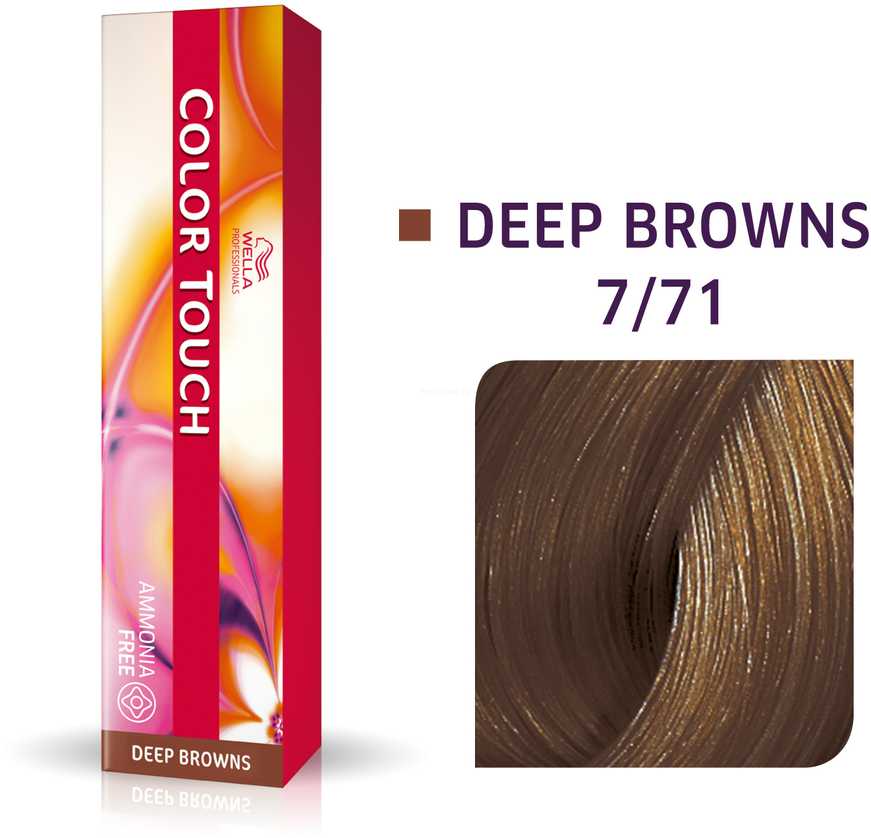 Wella Professionals Color Touch Ammonia-Free Semi-Permanent Hair Dye 7/71 Medium Skirtas šviesiems plaukams Ash Chestnut, 60 ml