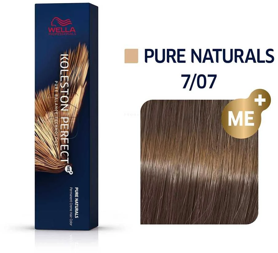 Wella Koleston Perfect 7/07 plaukų dažai ir atspalvio pavyzdys