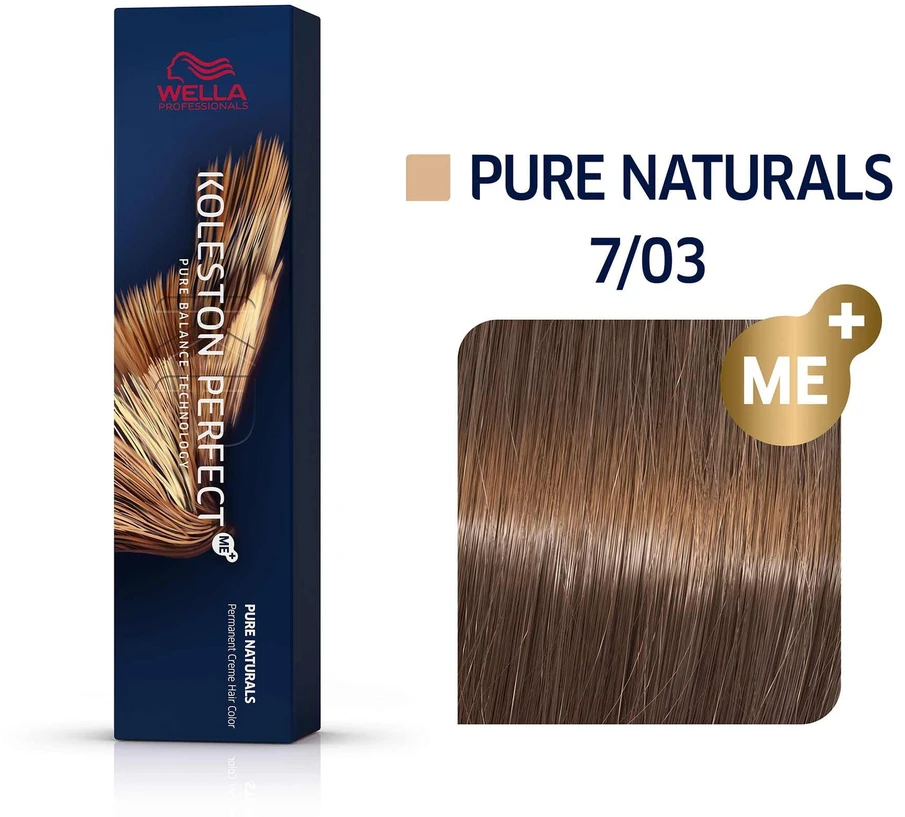 "Wella Koleston Perfect Me+ 7/03 Pure Naturals" plaukų dažai 60ml