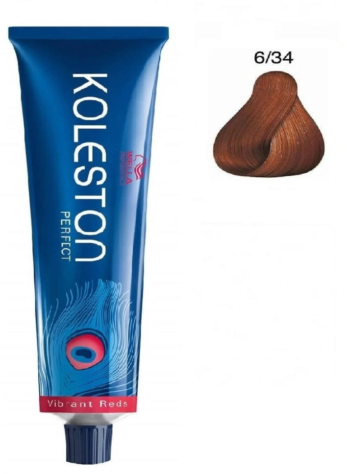 Wella Professionals Koleston Perfect Permanent Hair Dye 6/34 Dark Skirtas šviesiems plaukams Golden Raudona, 60 ml