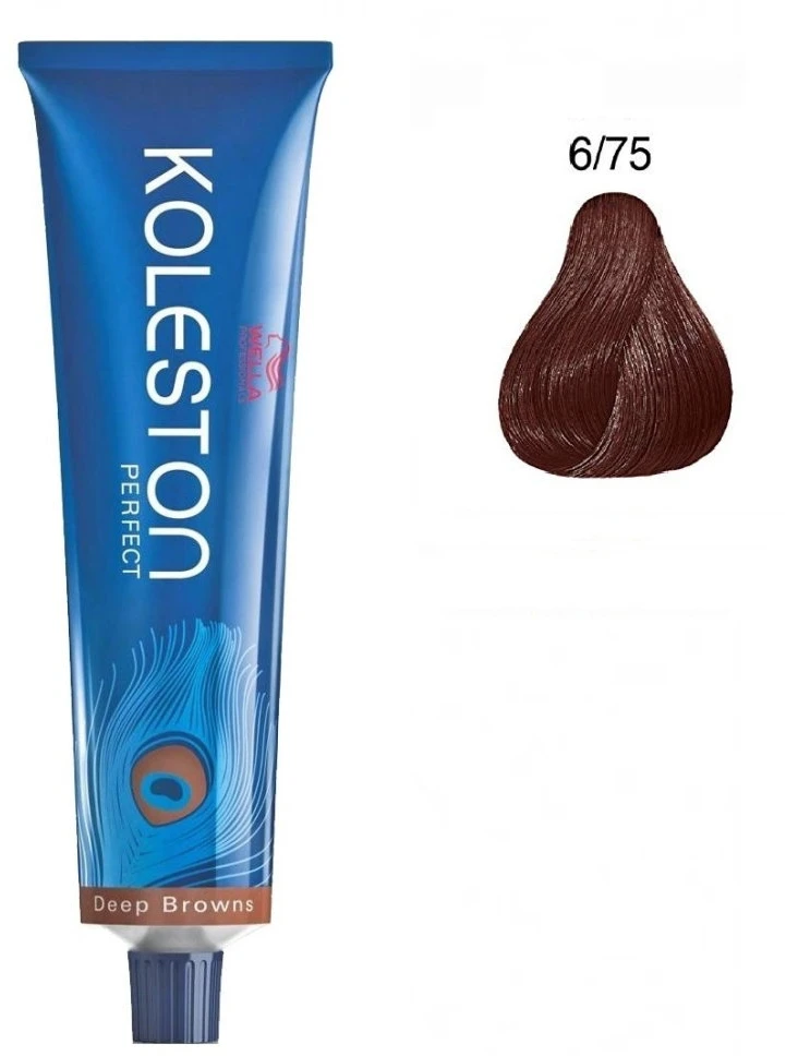 Wella Professionals Koleston Perfect Permanent Hair Dye 6/75 Dark Skirtas šviesiems plaukams Chestnut Mahogany, 60 ml