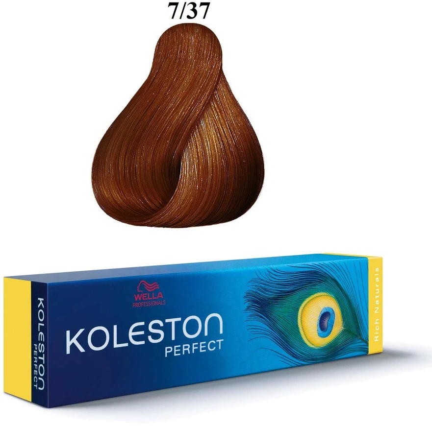 Wella Professionals Koleston Perfect Permanent Hair Dye 7/37 Medium Skirtas šviesiems plaukams Golden Brown, 60 ml