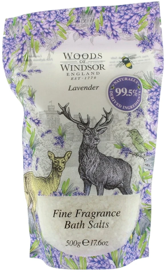 „Woods Of Windsor Lavender“ natūrali atgaivinta levandų vonios druska, 500g