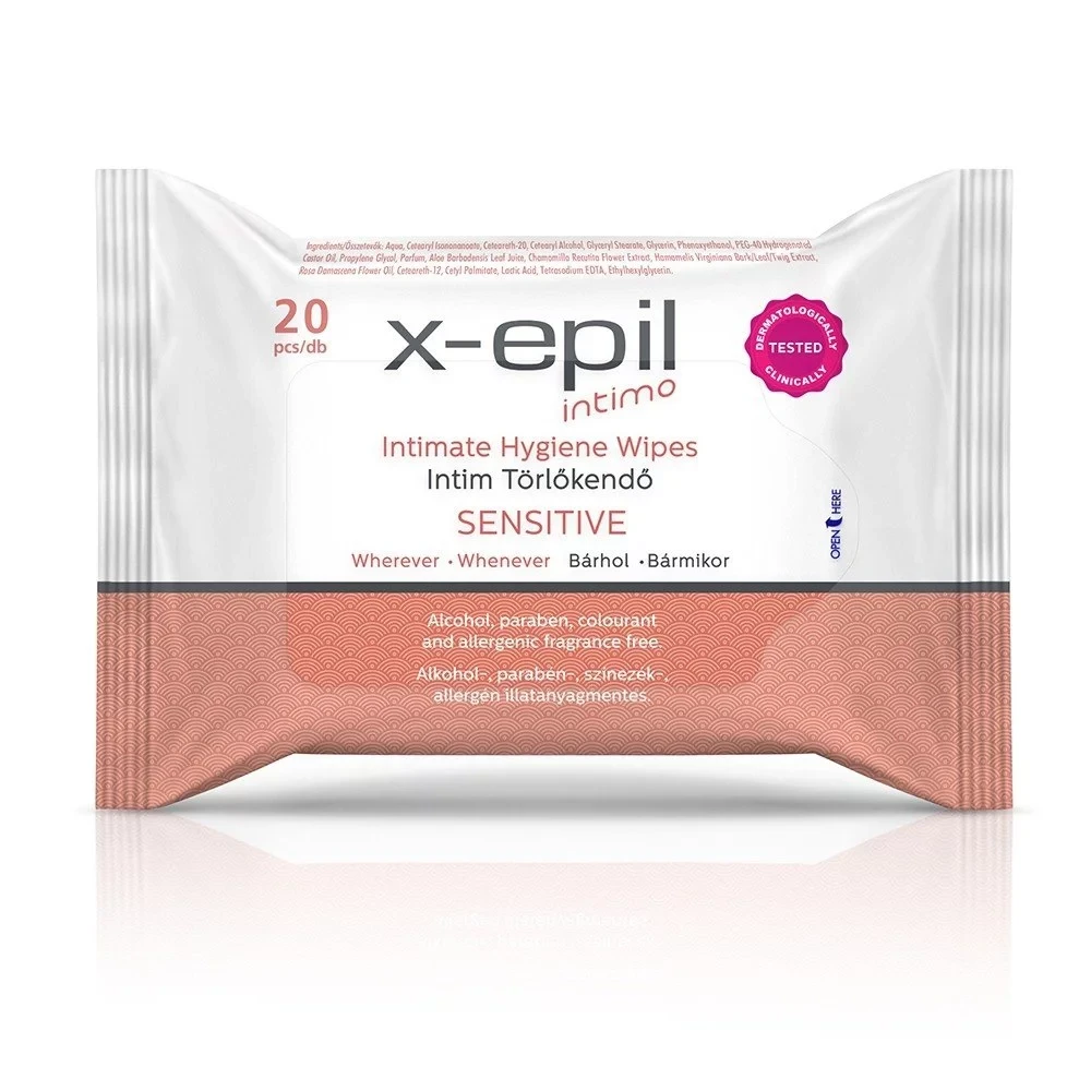 X-Epil Intimate Hygiene Sensitive Intimate Wipes, 20 vnt.