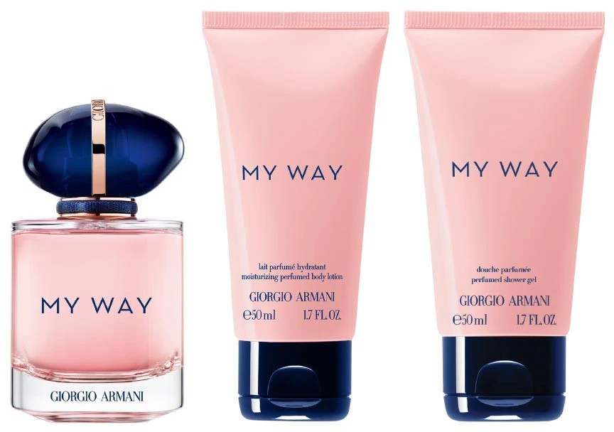 Armani My Way rinkinys moterims (kvepalai EDP, 50 ml + dušo želė, 50 ml + kūno losjonas, 50 ml)