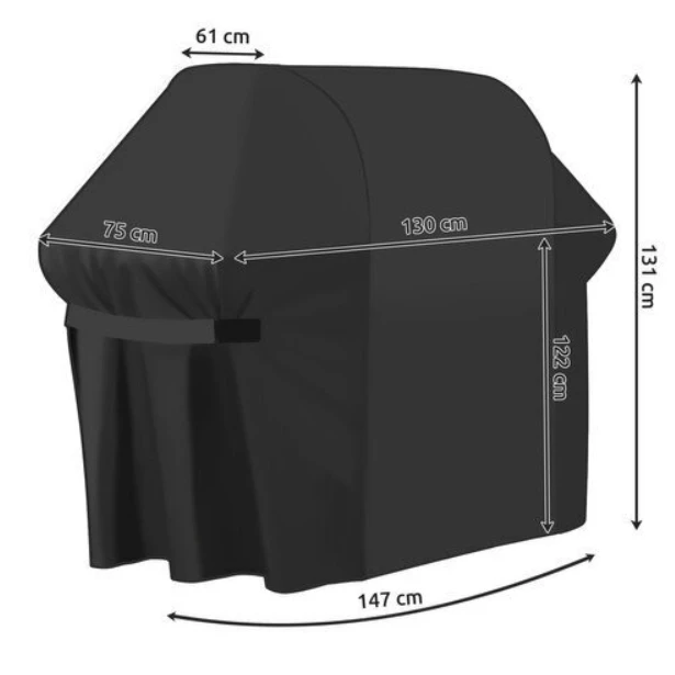 Apsauginis griliaus uždangalas, 147 x 75 x 131 cm, juodas