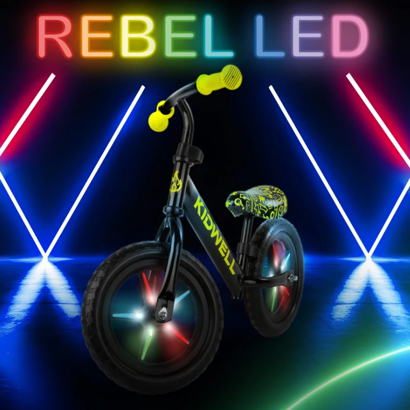Balansinis paspiriamas dviratis Rebel LED, neoninis geltonas