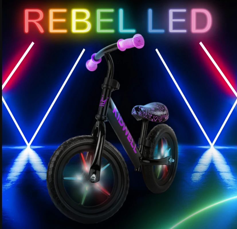 Balansinis paspiriamas dviratis Rebel LED, neoninis rožinis