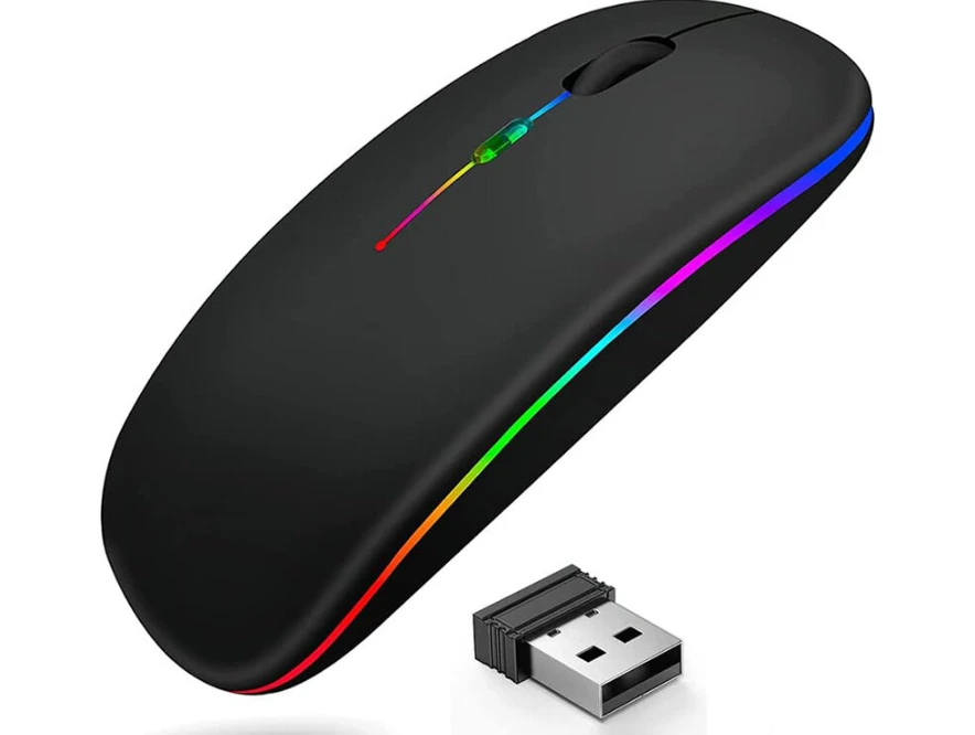 Belaidė įkraunama optinė pelė, Plona 2,4 GHz „Bluetooth“, juoda