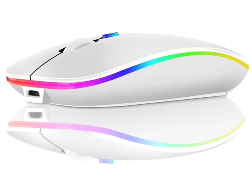 Belaidė įkraunama optinė pelė, Plona 2,4 GHz „Bluetooth“, balta