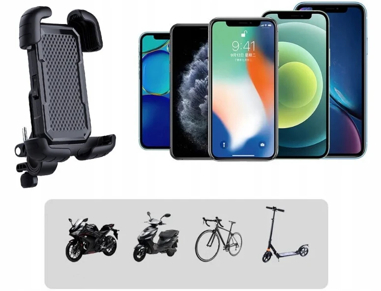 Dviračio telefono laikiklis, juodas