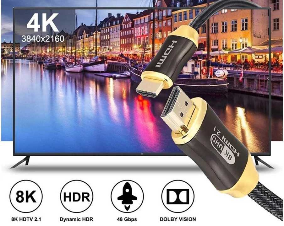 HDMI 2.1 vaizdo kabelis itin didelės spartos 8k 60hz 4k 120hz