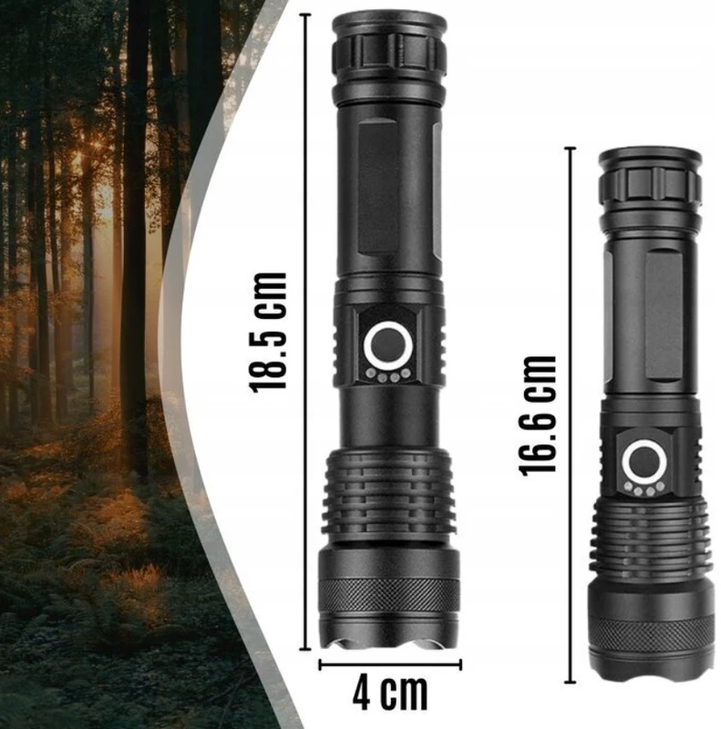 Įkraunamas taktinis LED žibintuvėlis, IPX5