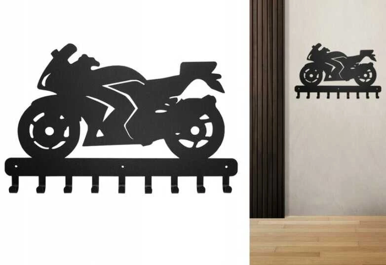 Kabykla rūbams ir raktams Sportinis motociklas, juodos spalvos