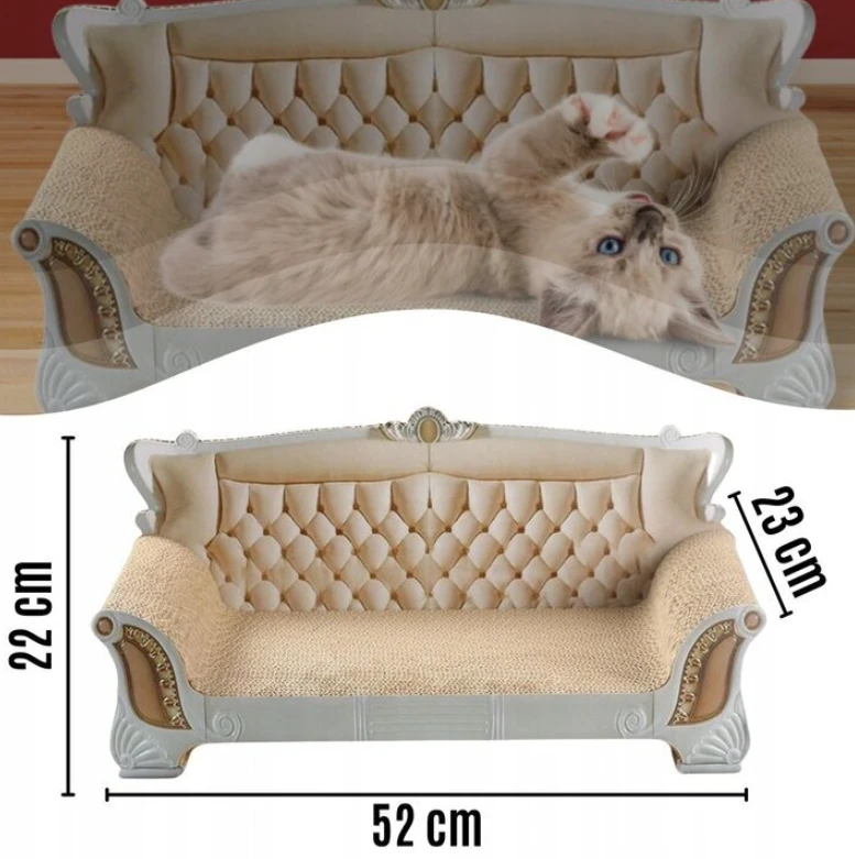 Kartoninė kačių draskyklė sofa, 52x22x23cm