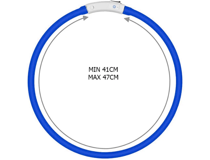 LED antkaklis šunims ir katėms 47cm, mėlynas