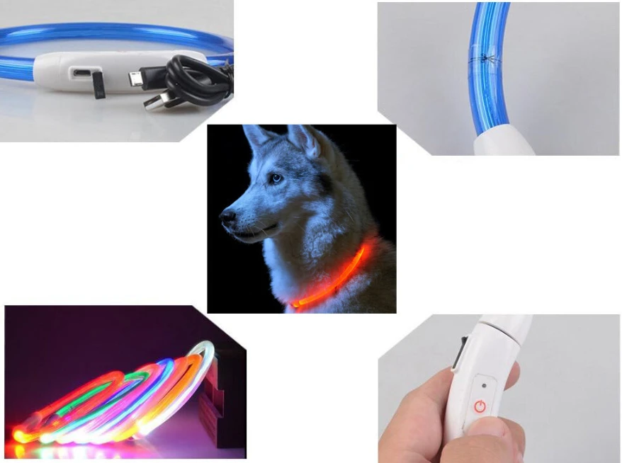 LED antkaklis šunims ir katėms 47cm, mėlynas