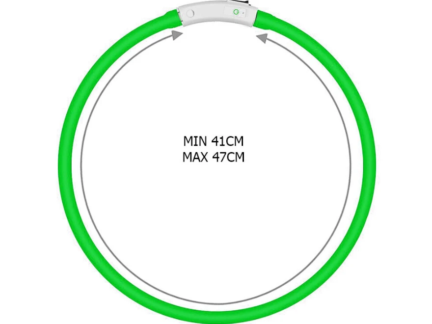 LED antkaklis šunims ir katėms, 47cm, žalias