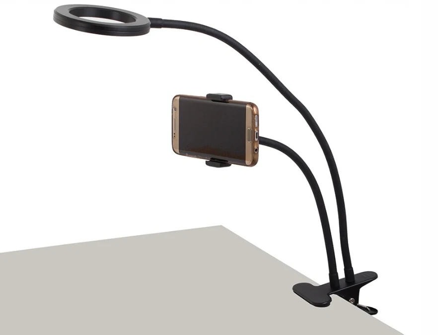 LED USB stalinė lempa su telefono laikikliu