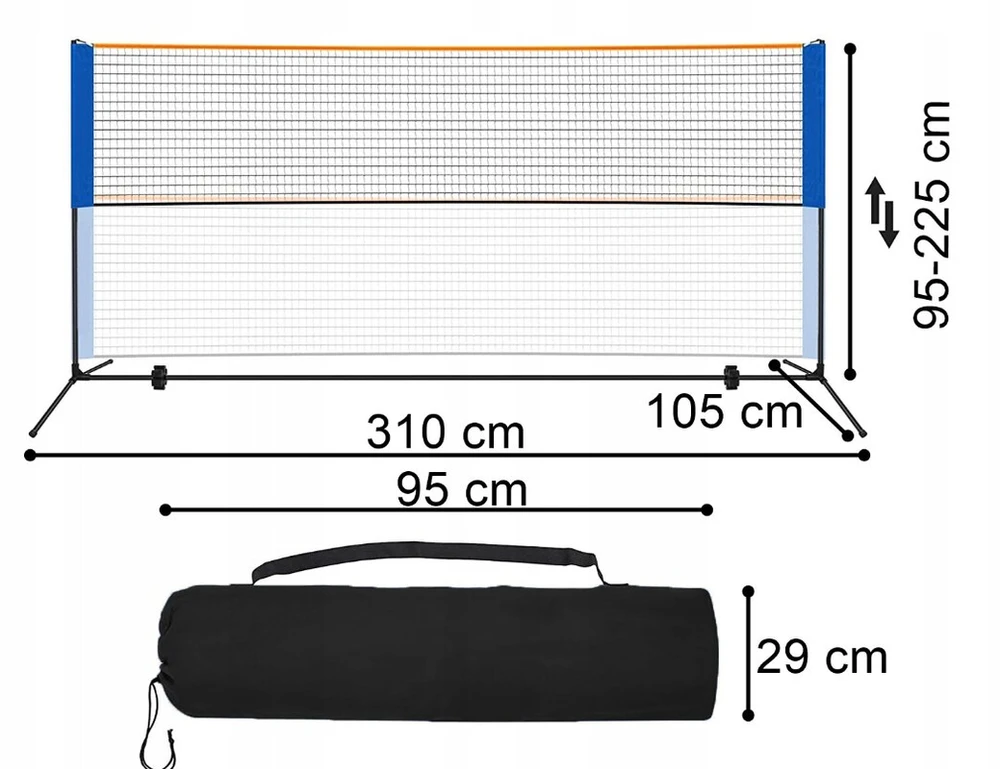 Nešiojamas badmintono tinklas, 3m