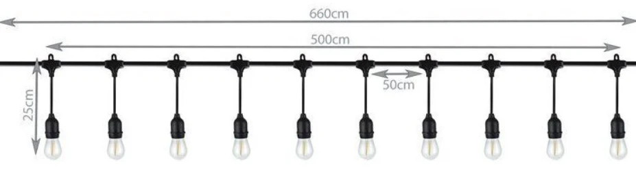 Pakabinamas šviestuvas Pakabinama lauko girlianda LED, 5m, 1 vnt.