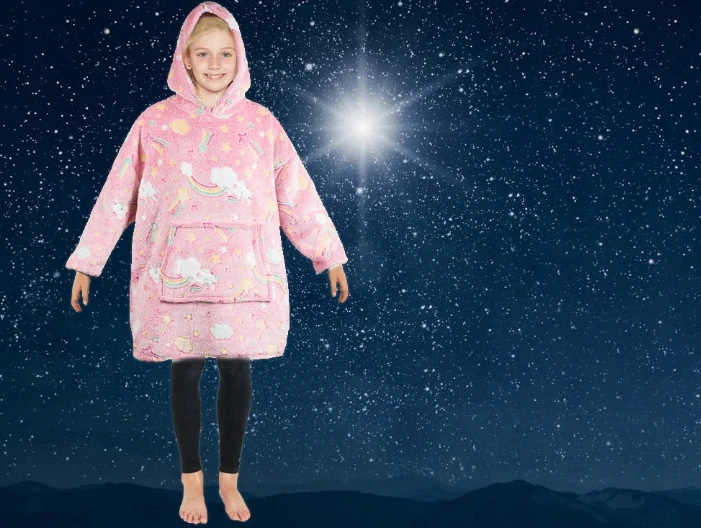 Pink Tamsoje Šviečiantis Vaikiškas Pledas - Džemperis Rožinė