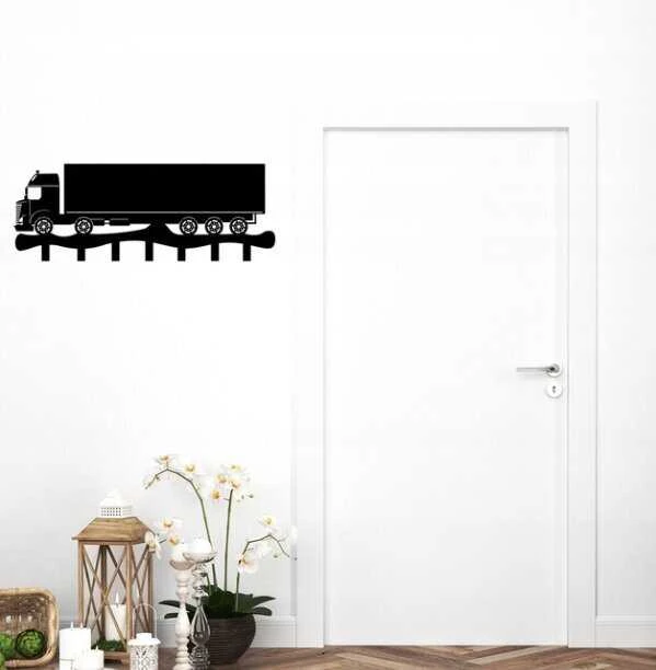 Sieninė kabykla rūbams ir raktams Sunkvežimis, 50cm, juodos spalvos