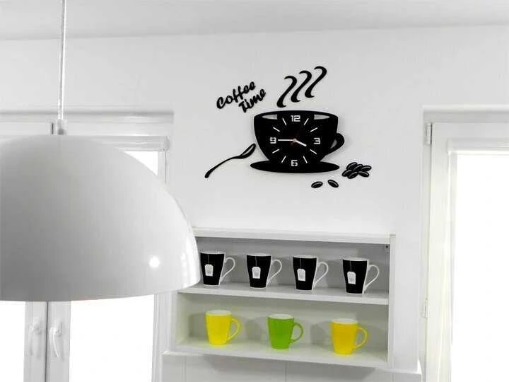Sieninis laikrodis Coffee time, juodas