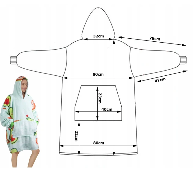 Šiltas Pledas - Džemperis "Avokadas 2in1" oversize, XXL