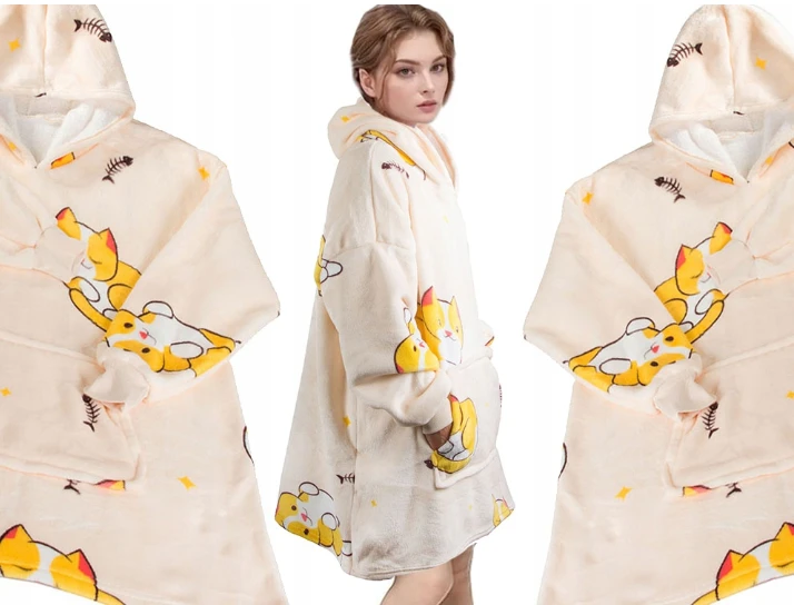 Šiltas Pledas - Džemperis "Kačiukai 2in1" oversize, XXL