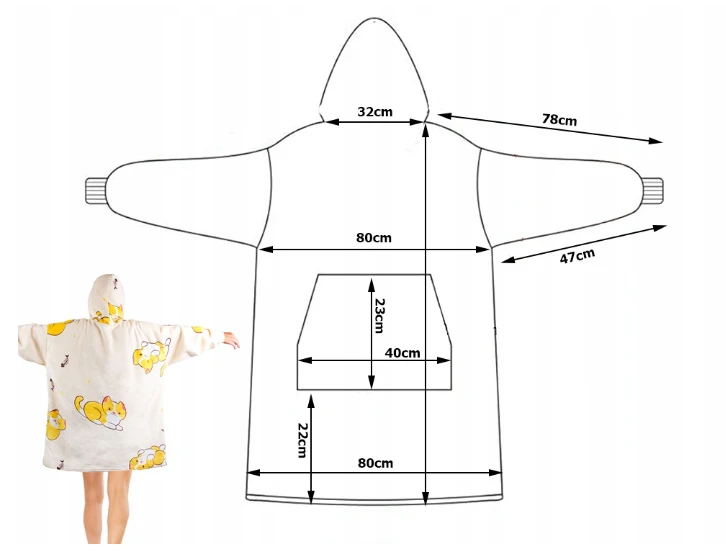 Šiltas Pledas - Džemperis "Kačiukai 2in1" oversize, XXL