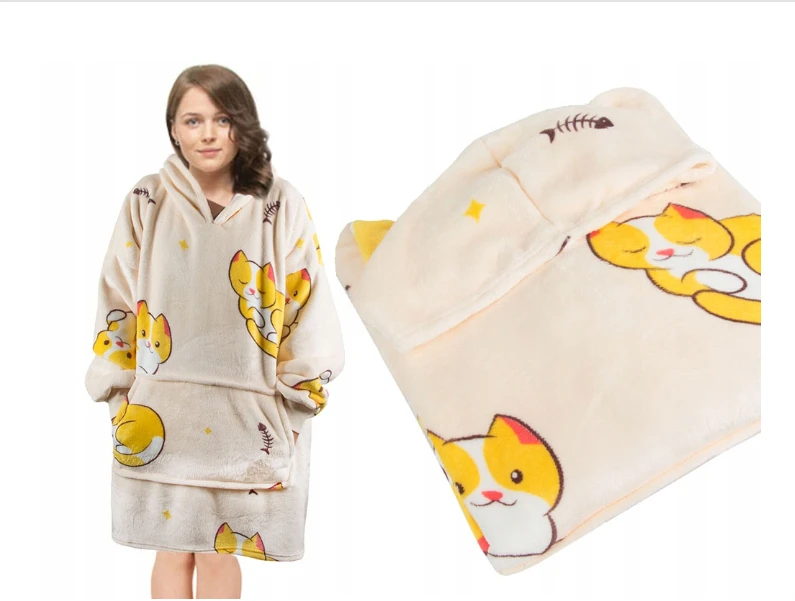 Šiltas Pledas - Džemperis "Kačiukai 2in1" oversize, XXL