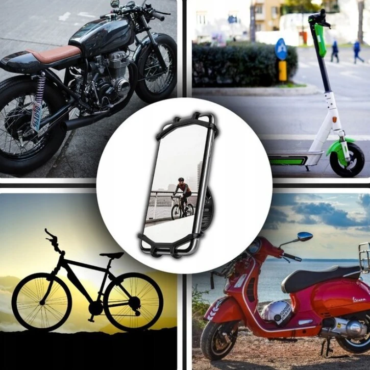 Telefono laikiklis montuojamas ant dviračio ar motociklo vairo, universalus