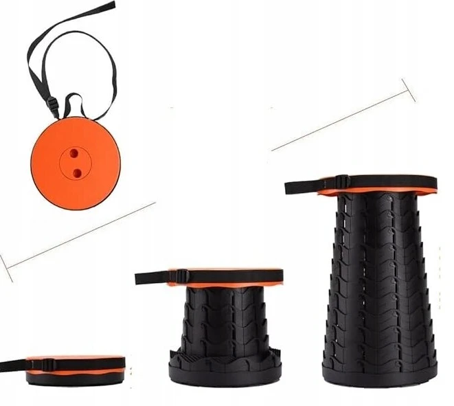 Teleskopinė turistinė kėdė, juoda/orandžinė, 25cm