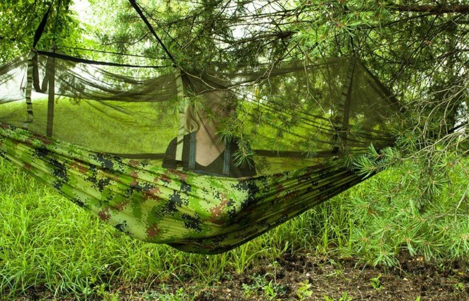 Turistinis hamakas su tinkleliu, įvairių spalvų