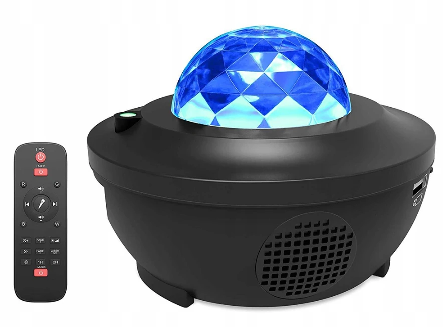 Žvaigždžiu projektorius - naktinė LED RGB lempa su valdymo pulteliu