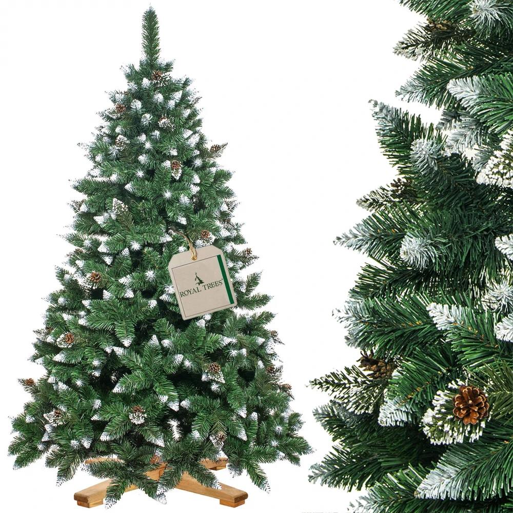 Springos CT0191 Dirbtinė Kalėdų eglutė 220 cm Premium Royal Trees, snieguota deimantinė pušis su kūgiais