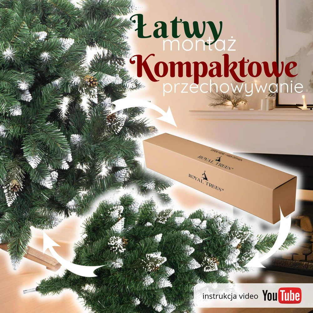 Dirbtinė Kalėdų eglutė 240 cm Premium Royal Trees Springos CT0192 Snowy Deimantinė pušis su kūgiais