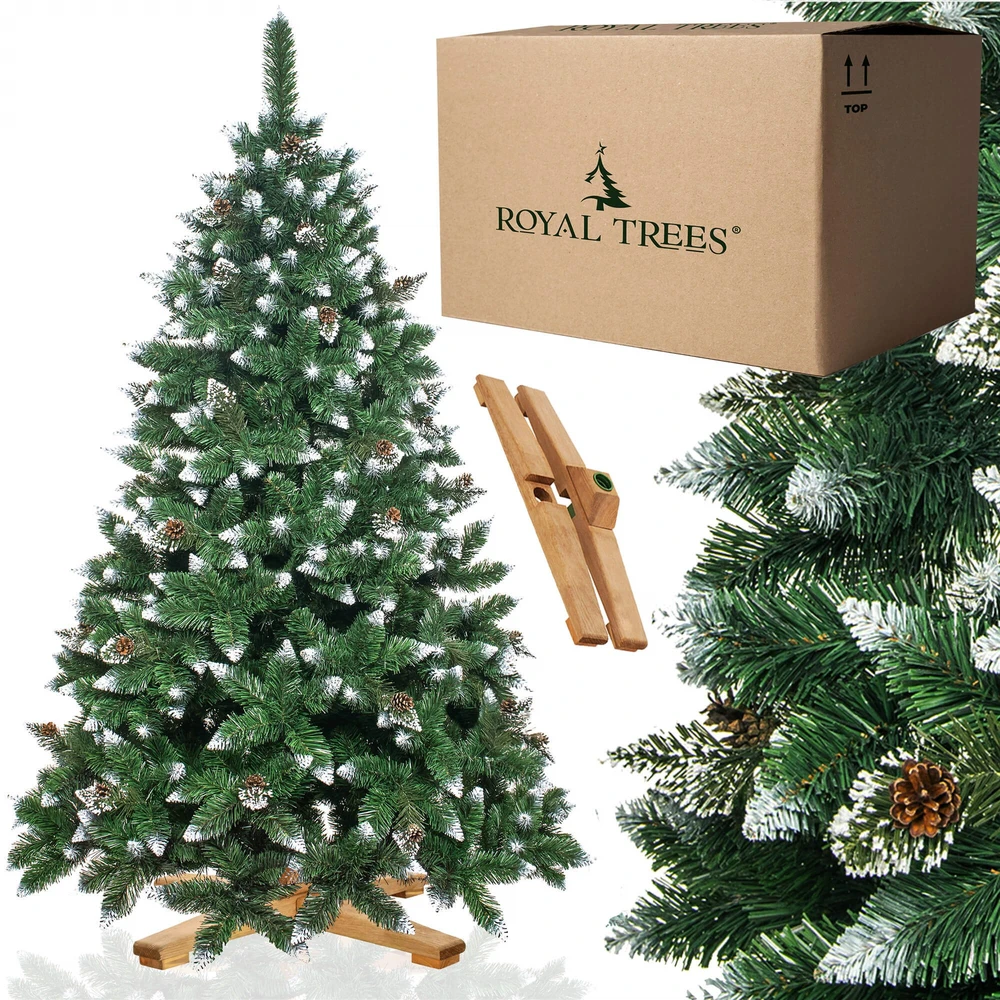Dirbtinė Kalėdų eglutė 240 cm Premium Royal Trees Springos CT0192 Snowy Deimantinė pušis su kūgiais