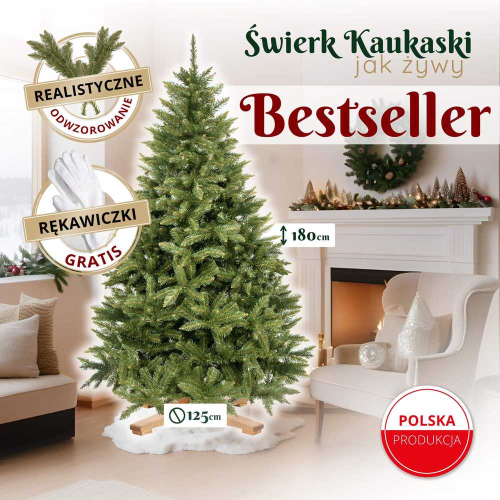 Dirbtinė Kalėdų eglutė Premium Royal Trees, Kaukazo eglė, su mediniu stovu Springos CT0186 180 cm