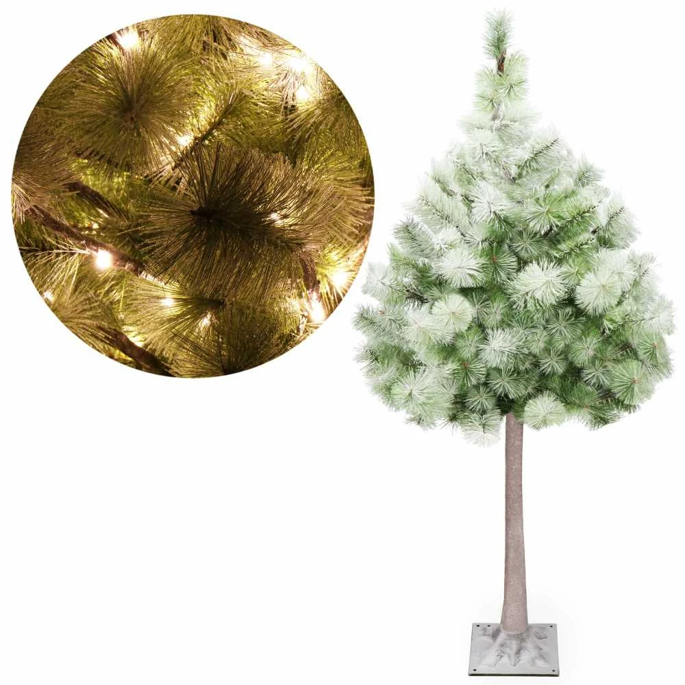Dirbtinė Kalėdų eglutė su apšvietimu Springos CL0860, 128 LED, 150 cm, su sniego efektu