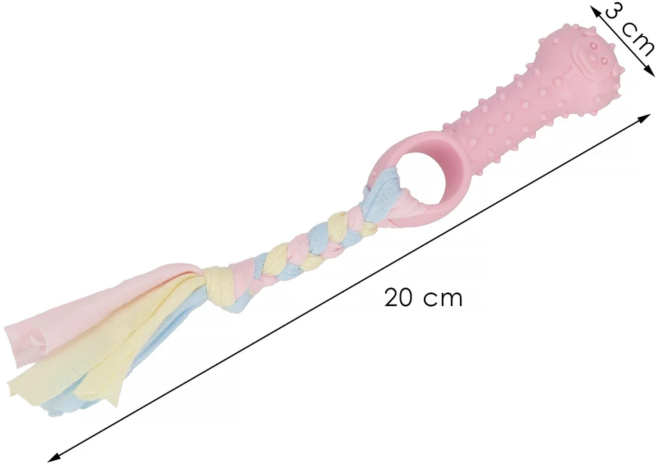 Guminis žaislas šuniui su virvele Springos PA1057, 20 cm