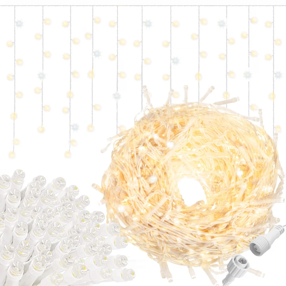 LED varveklio girlianda Springos CL0517, 500 LED, šiltai balta su šaltai balto mirksėjimu