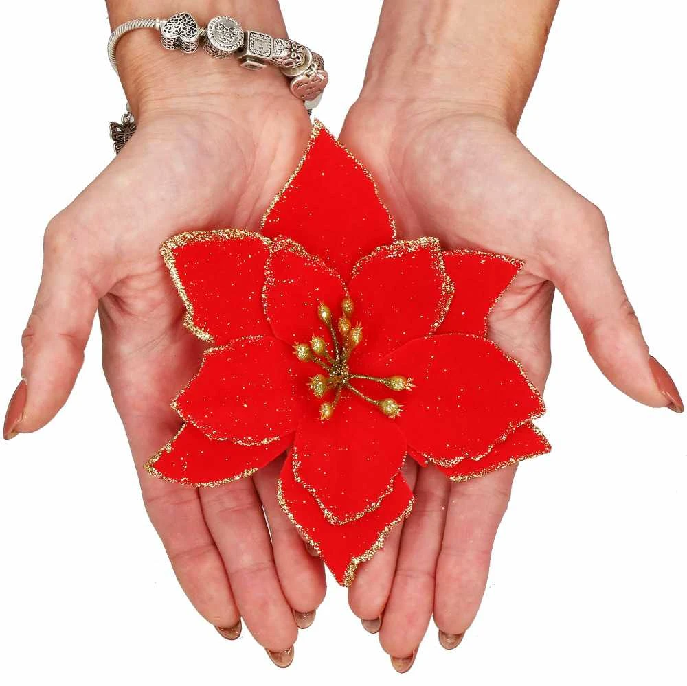 Kalėdinė puošmena Poinsettia Springos 13x13 cm