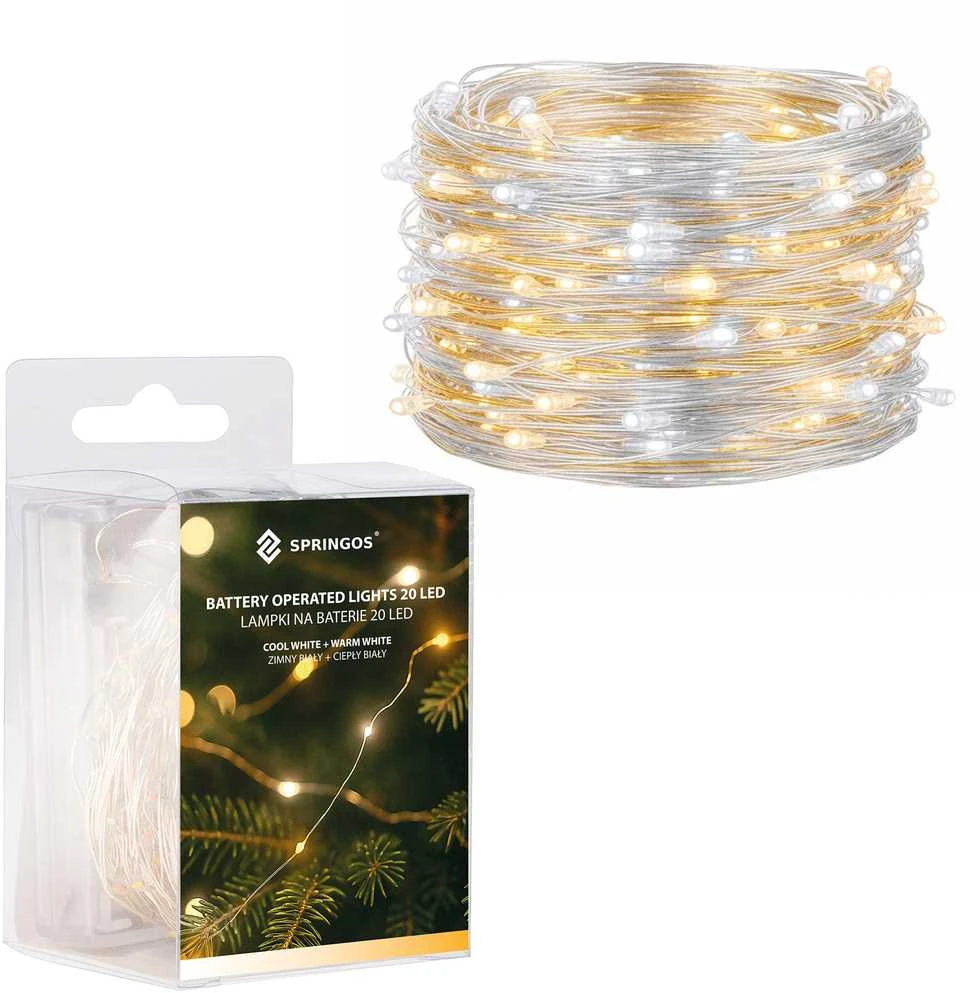 Springos Mikrošviesos girlianda 20 LED diodų, 1,9 m