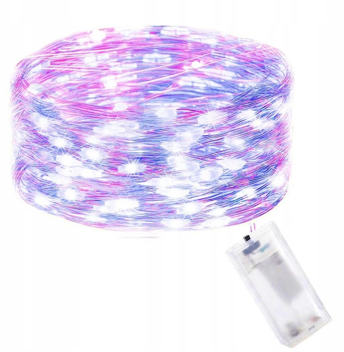 Springos Šviesos girlianda su 100 LED lempučių, rožinė ir mėlyna