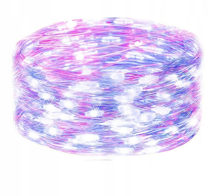 Springos Šviesos girlianda su 100 LED lempučių, rožinė ir mėlyna