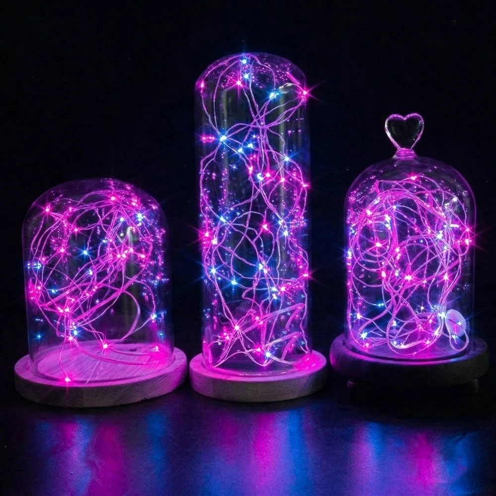 Springos Šviesos girlianda su 100 LED lempučių, rožinė ir mėlyna