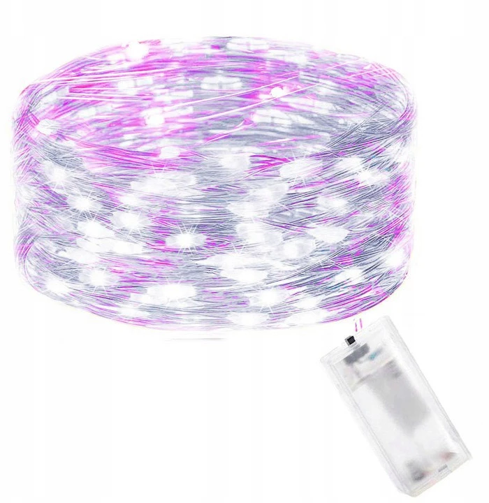 Springos LED girlianda 100 mikro lempučių, šaltai balta ir rožinė, 9,9 m