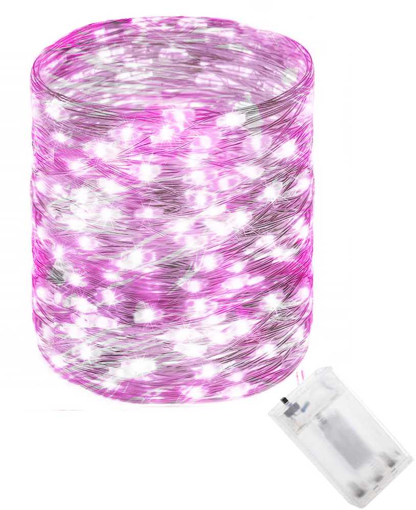 Springos LED girlianda 100 mikro lempučių, šaltai balta ir rožinė, 9,9 m